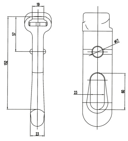 Łącznik gniazdowy do rożków z uchem owalnym, płaski (2508)